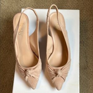 Franco Sarto Blush/Tan Knot Pointed Slingback Heels